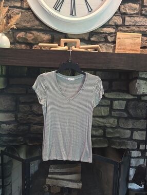 Glitz Black & White Striped V-Neck Tee